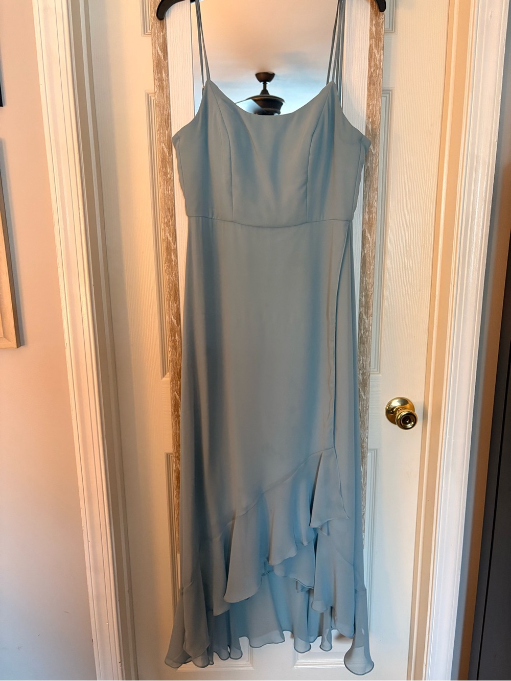 Light Blue (Icelandic) Spaghetti Strap Midi Dress - Dessy